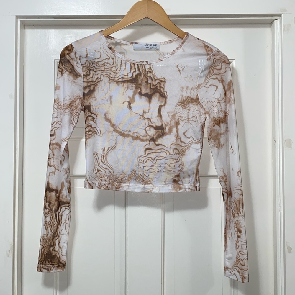 Sophie Rue long sleeve mesh crop top